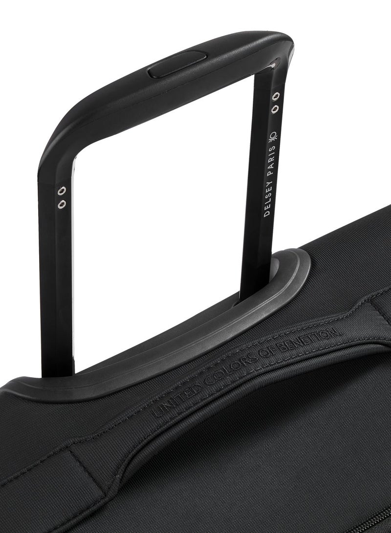 UNITED COLORS OF BENETTON Color Block 55 Cm 4 Double Wheeled Softside Expandable Check-In Luggage Trolley Case - Black - Image 5